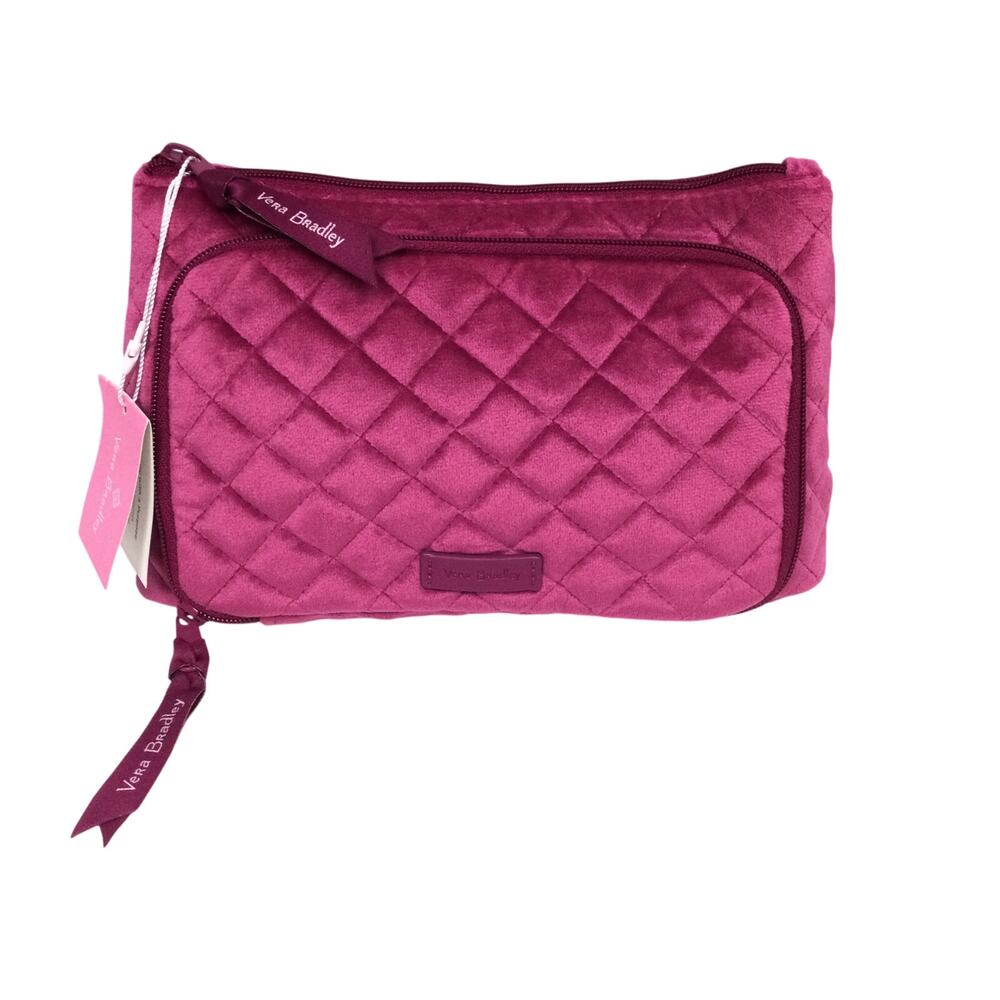 Vera Bradley Breast Cancer Magenta Quilted Velour Zippered Compact Organizer NWT